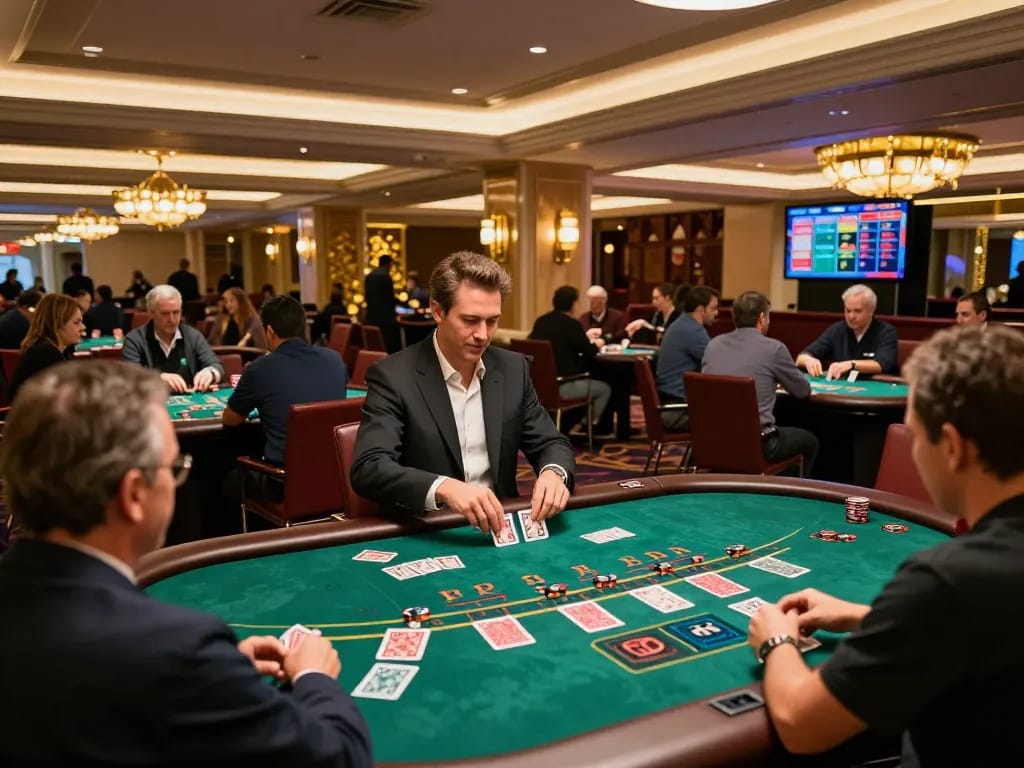 Players enjoying a thrilling game of blackjack at xx88 casino, showcasing dynamic gameplay and vibrant atmosphere