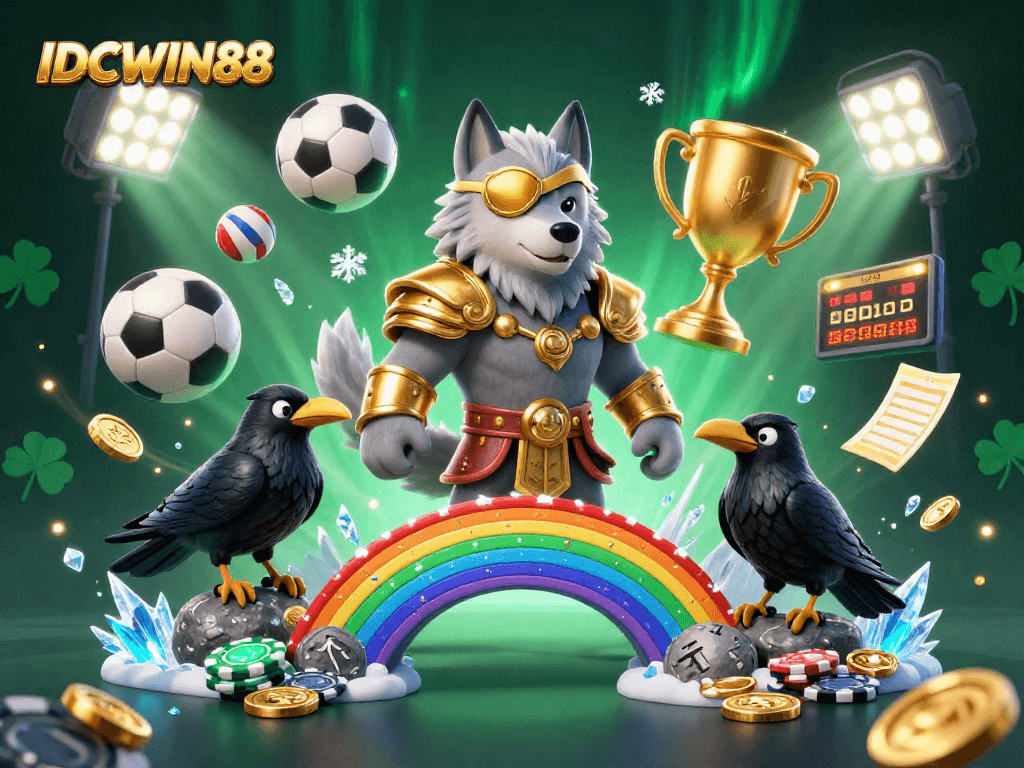 Bet on your winning strategies with IDCWIN88 in this vibrant 3D casino illustration.
