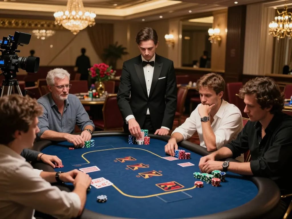 Maxpoker88 peaceful poker setup showcasing players deeply engaged in strategy during a high-stakes game.