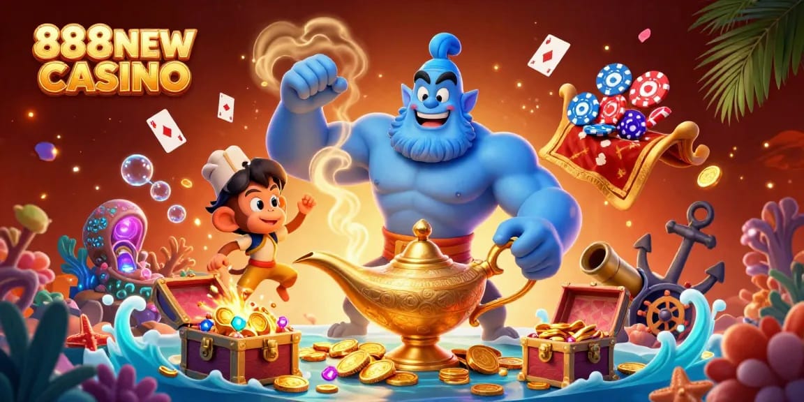 Experience the thrill of winning at 888NEW CASINO with vibrant characters and magical elements.