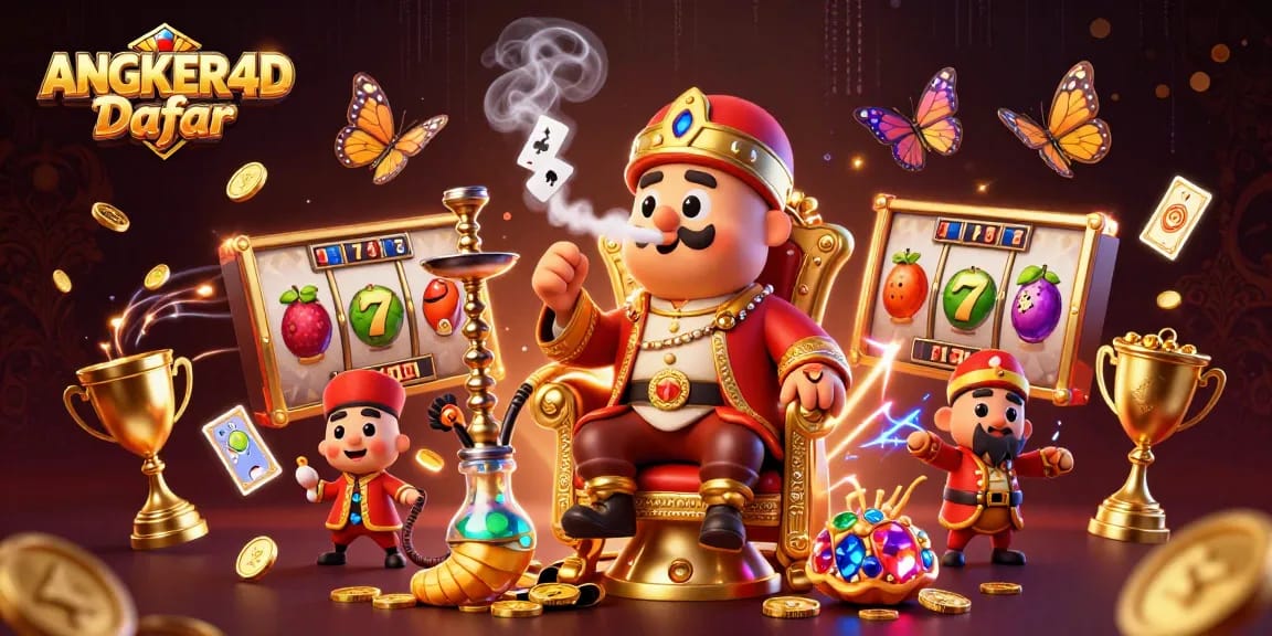 Experience exciting wins with ANGKER4D Daftar, showcasing a vibrant 3D casino scene bursting with dynamic gaming elements.