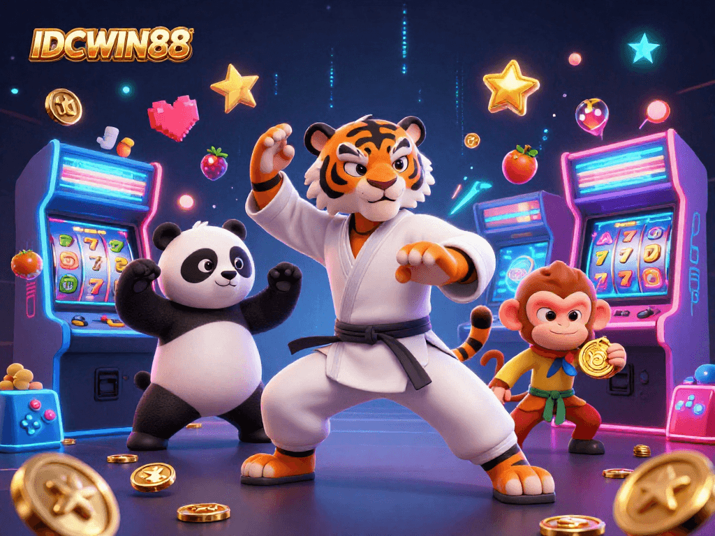 Play thrilling casino games with IDCWIN88 featuring fun characters and dynamic gaming elements.