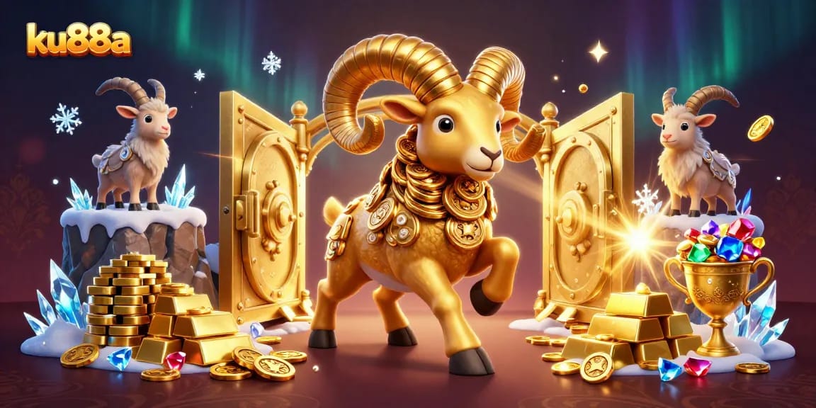 Play at ku88a with a vibrant scene of cartoon characters in an opulent casino setting.