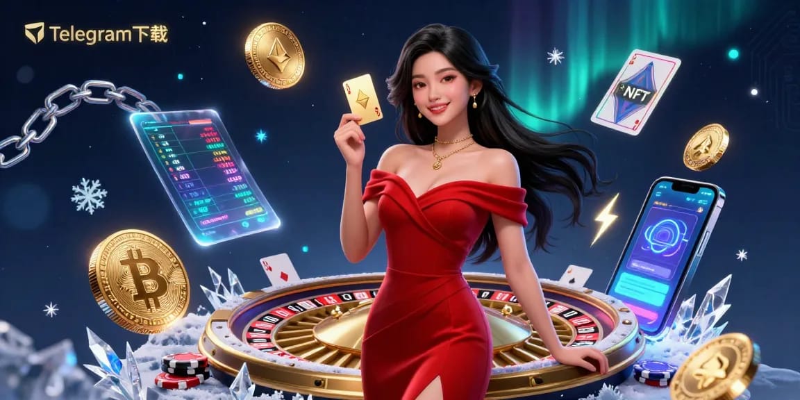 与Telegram下载互动,一位美丽的亚洲女性在轮盘旁展示她的金色扑克牌。