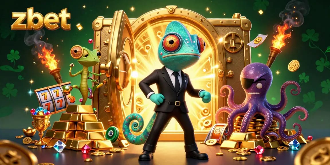 Experience thrilling zbet action in this vibrant 3D illustration with colorful casino elements.