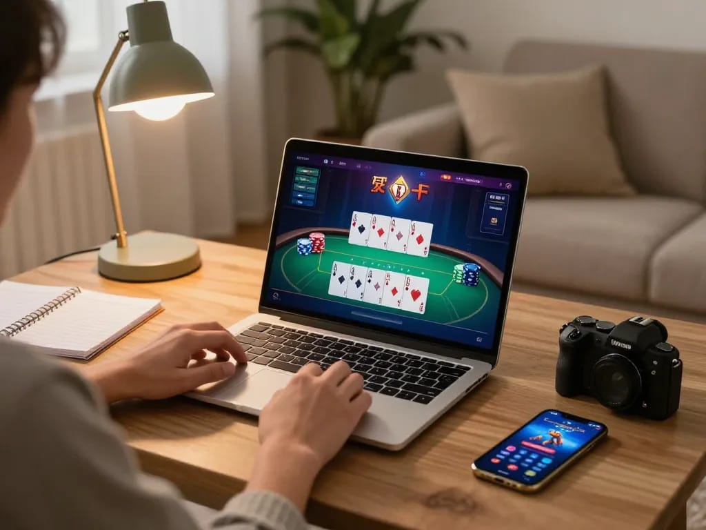 Play poker online at MM88 with vibrant interface, notes, and cozy gaming atmosphere.