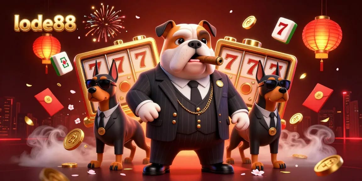 Win big with lode88 in this vibrant casino scene featuring a mafia boss and dynamic elements.
