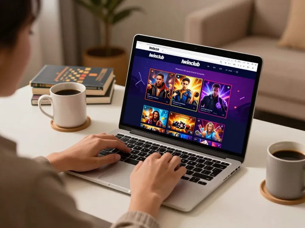 Iwinclub interface on a laptop screen with a player strategizing bets in a cozy home setting.