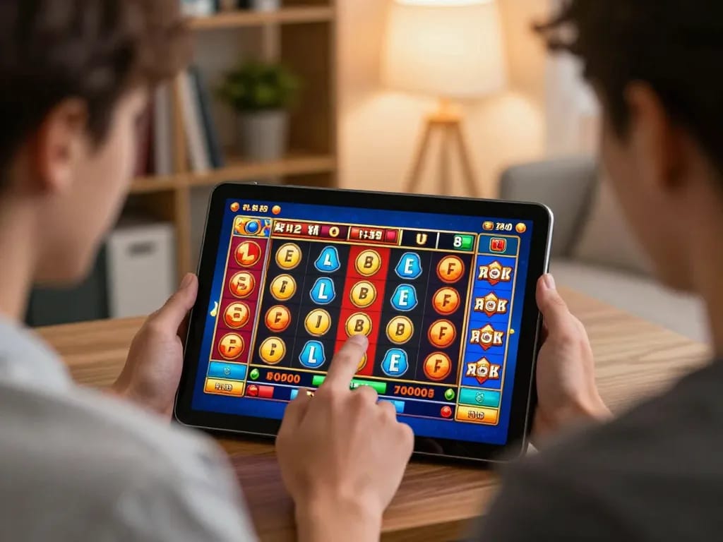Player enjoying engaging online casino game on tablet, fanstoysnewsandreviews providing insights for strategic gameplay
