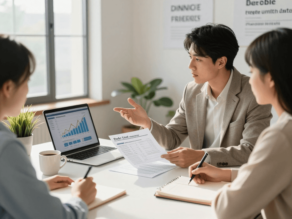 credit-consolidation.ca financial advisor consulting with a client on debt reduction strategies in a modern office.