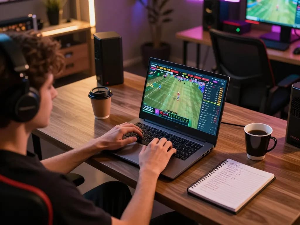 Person engaging in sports betting on the 78wingo platform with live odds on screen