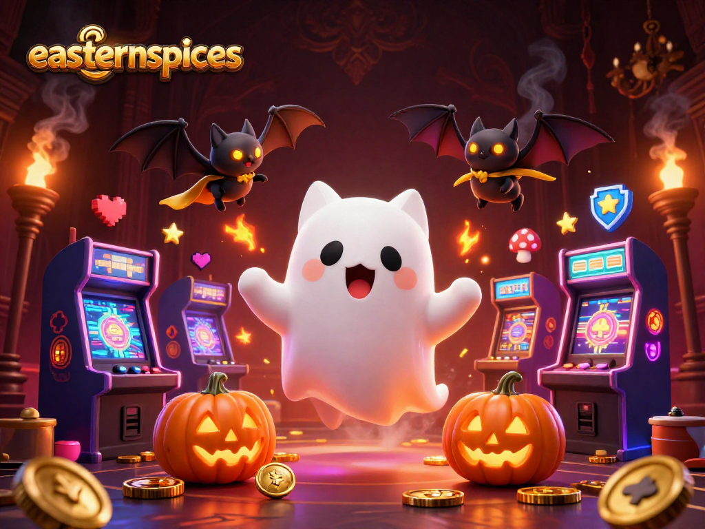 Win big at easternspices with the captivating haunted casino scene showcasing slots and ghostly fun.
