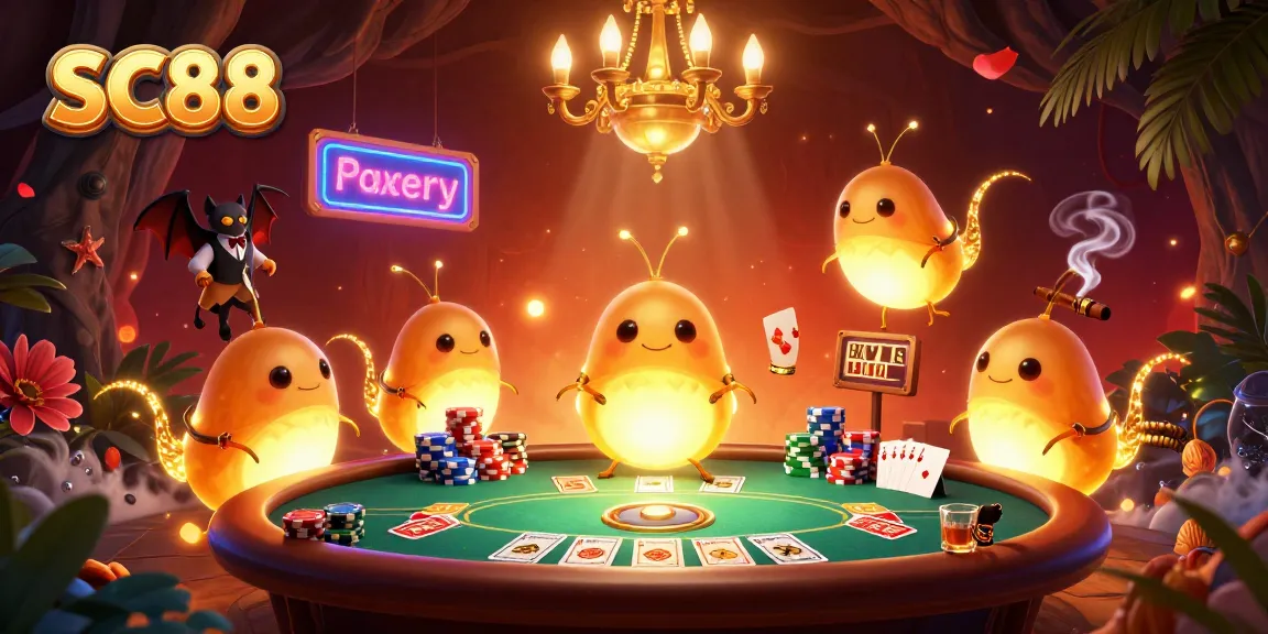 Experience SC88's vibrant casino atmosphere, lighting up scenes with glowworms and a bat dealer.