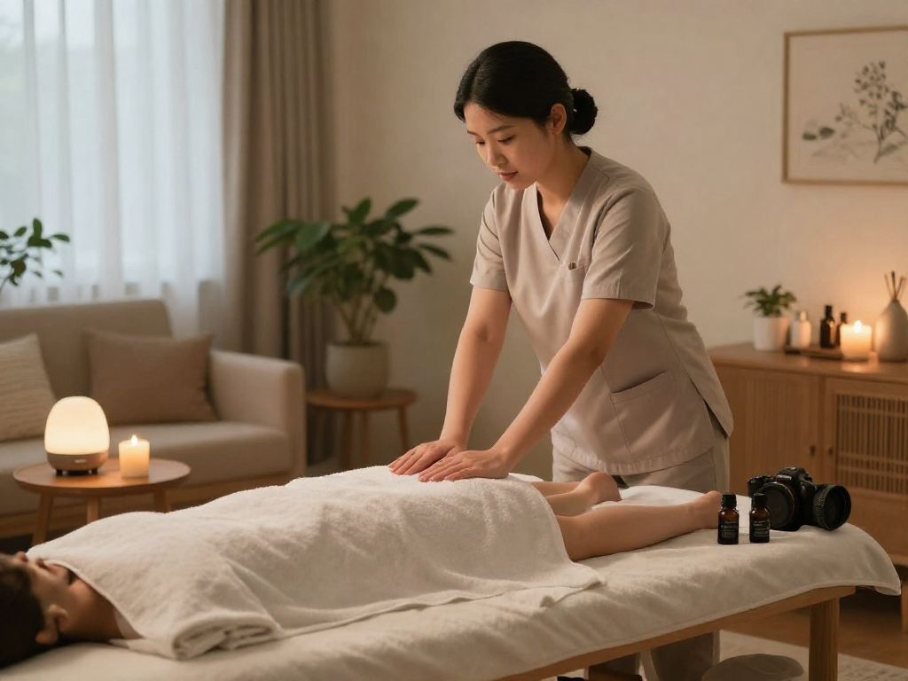Experience premium 시흥출장마사지 in a cozy home setting with relaxing ambiance and a professional therapist.