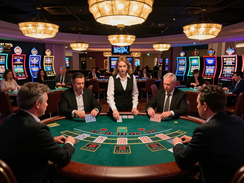 Players engaging in blackjack at 8kbet's live dealer casino, showcasing excitement and strategy.