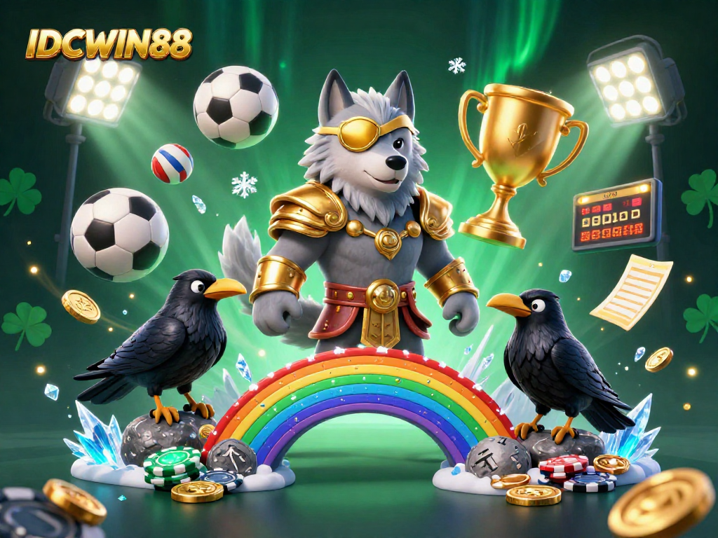 Bet on your winning strategies with IDCWIN88 in this vibrant 3D casino illustration.