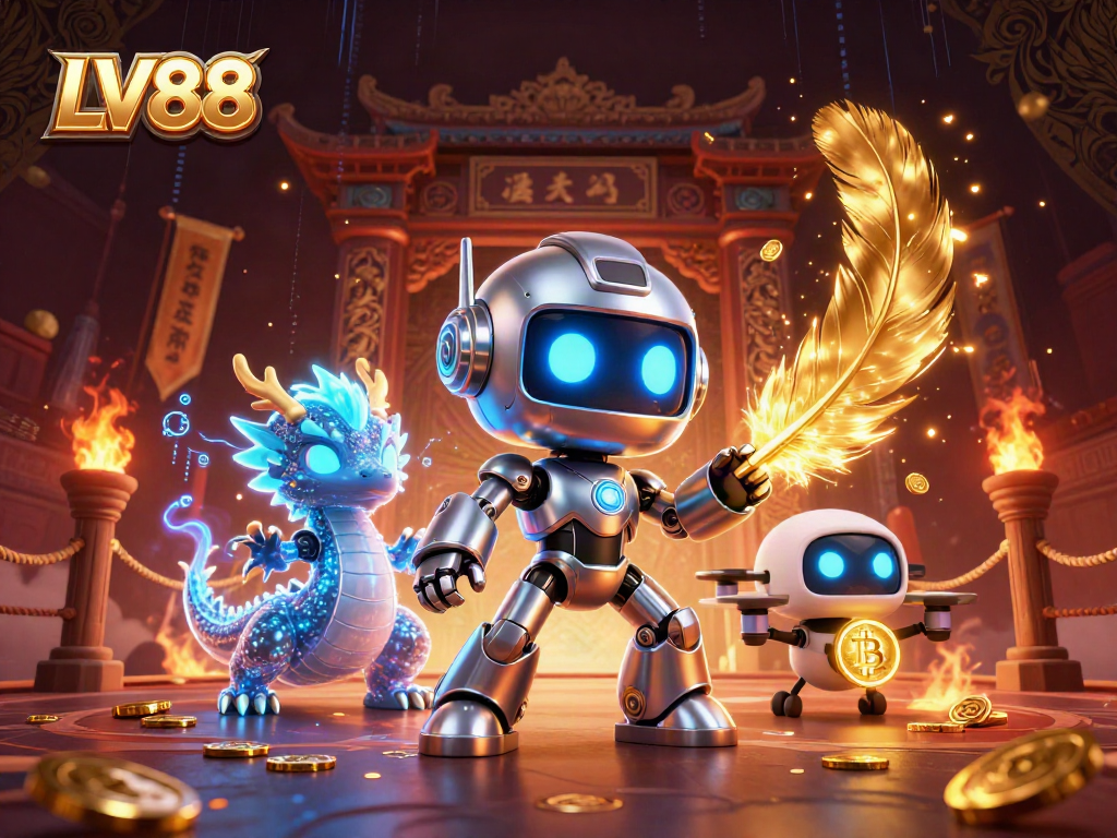 Experience the excitement of LV88 with vibrant gaming elements and a futuristic design.