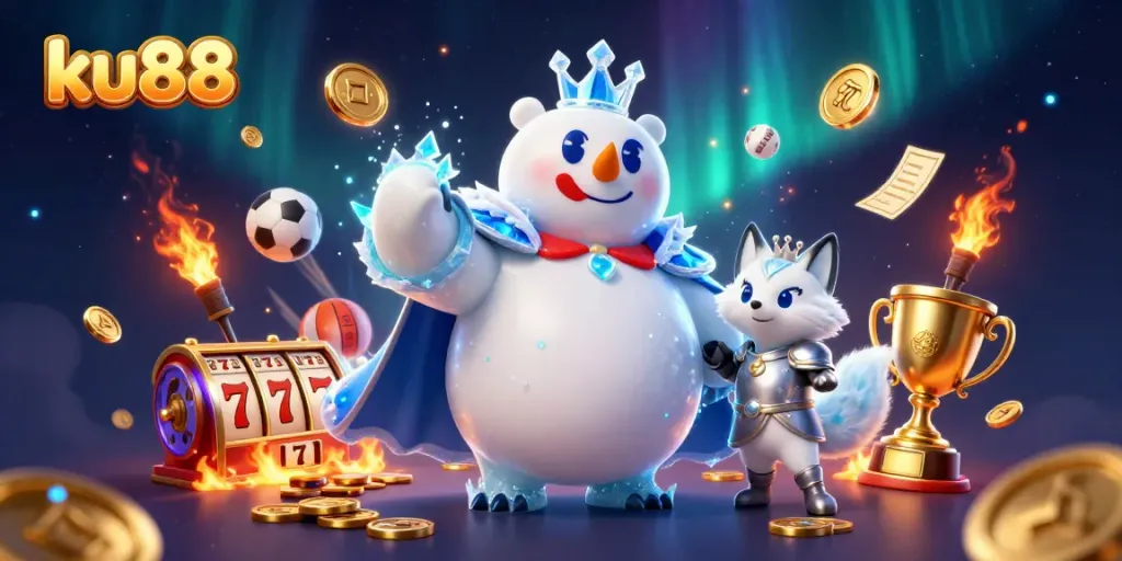 Experience the thrill of winning with ku88's immersive 3D environment featuring vibrant game elements.