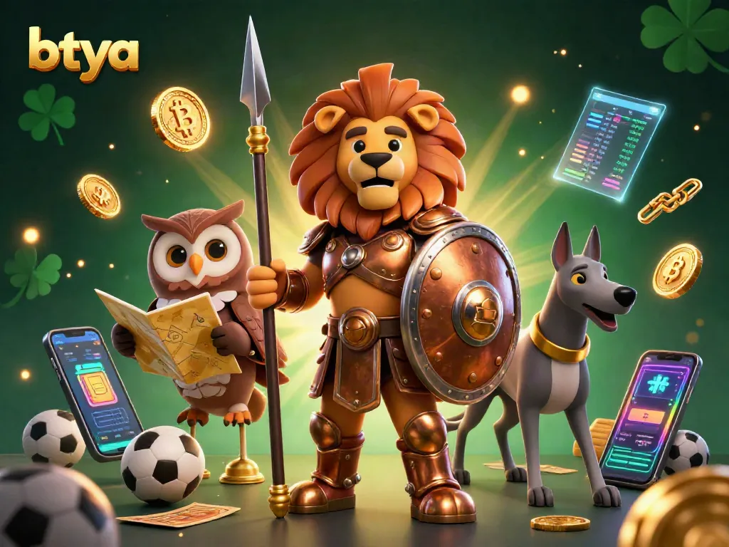 Experience the thrill of betya sports betting with a dynamic 3D illustration featuring a heroic Spartan lion and strategic owl.
