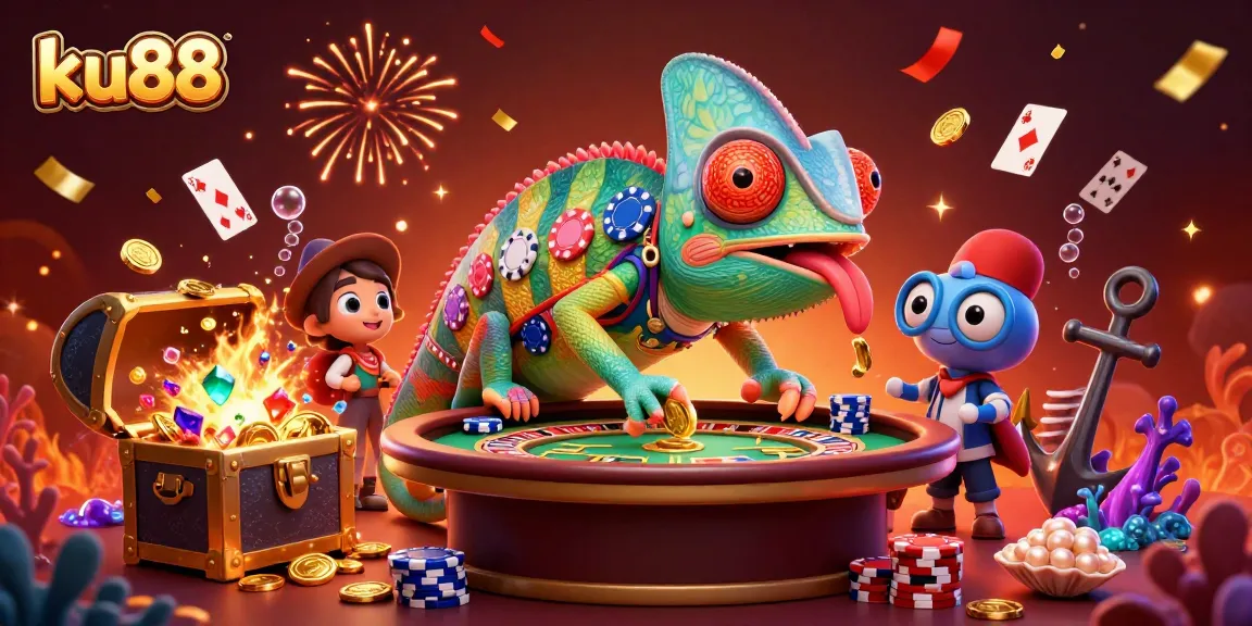 ku88 casino owner chameleon watches thrilling games, collecting golden coins dynamically