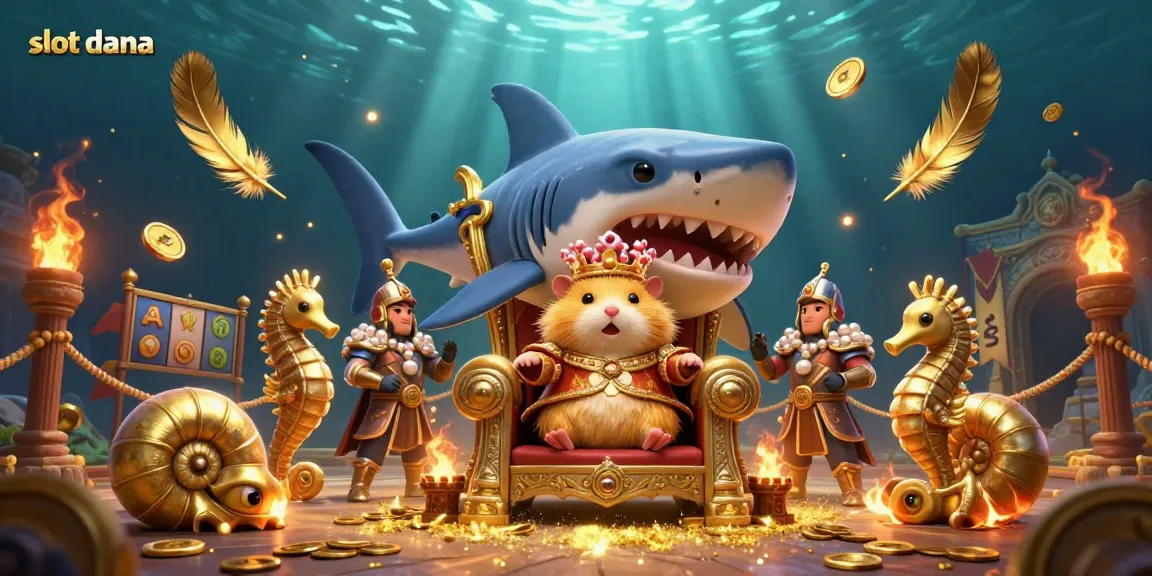 Experience thrilling wins at slot dana with a golden hamster king amidst royal seahorse guards and dynamic game elements.
