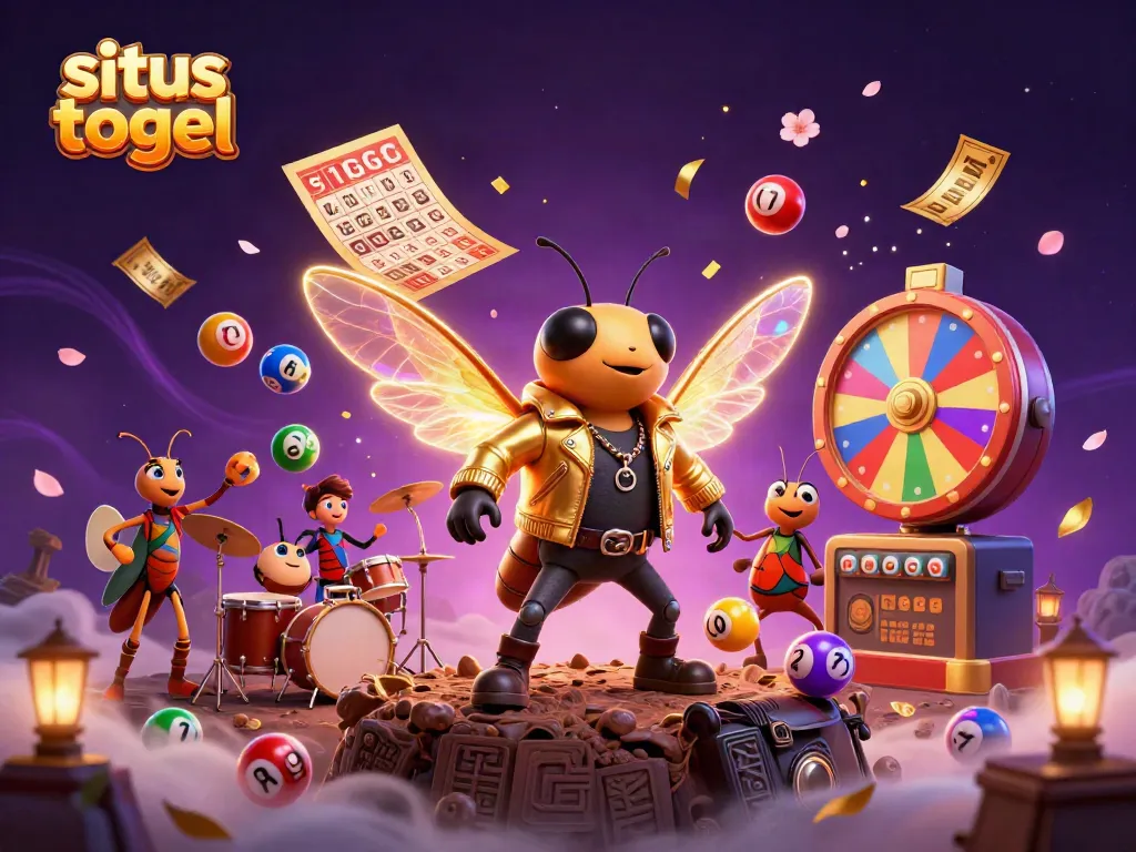 Experience the excitement of situs togel with vibrant lottery elements and animated characters in 3D.