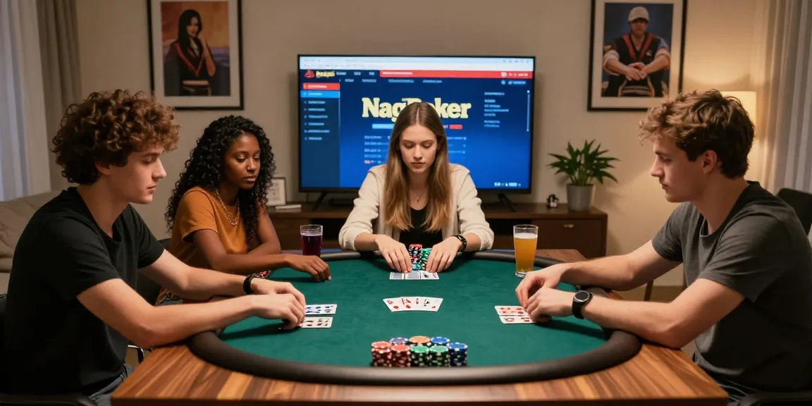 Exciting group poker gaming session highlighting Alternatif Link Nagapoker site, cozy atmosphere with friends.
