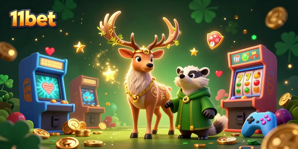 Stake your win at 11bet with this vibrant 3D illustration featuring animated casino elements and characters.