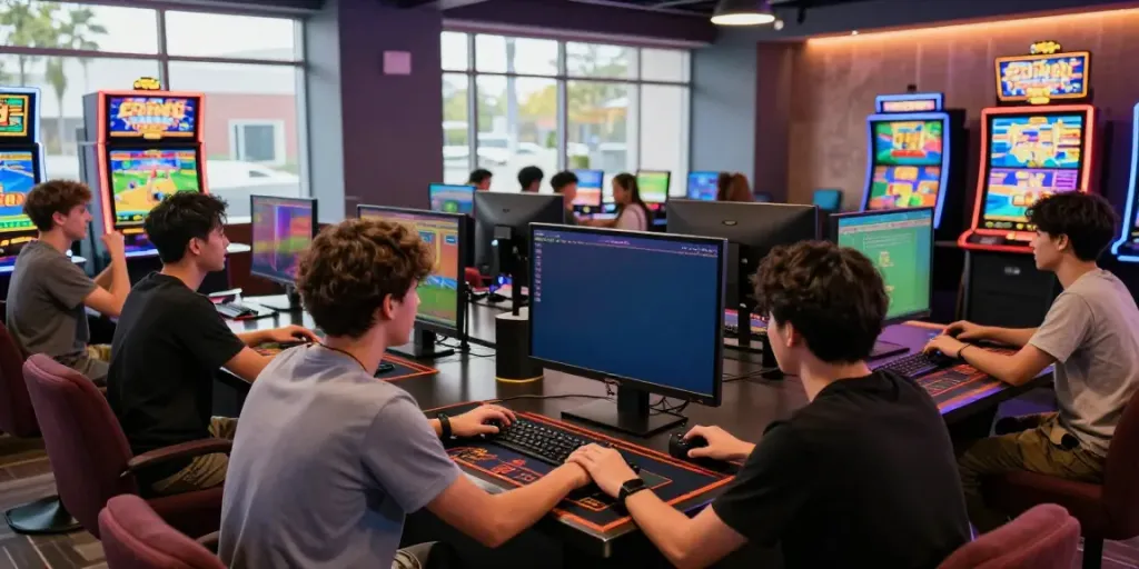 Engaging online gaming scene showcasing friends enjoying games at https://ku88vt.com/ with colorful graphics and lively atmosphere.
