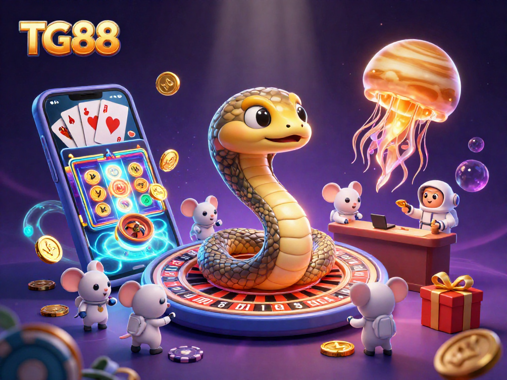 Experience thrilling betting with TG88, featuring a cosmic dealer and dynamic gaming elements.