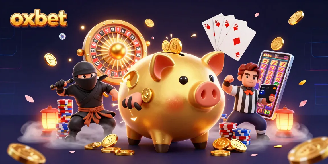 Experience the thrill of oxbet with a dynamic sumo wrestler and gaming elements in an energetic casino scene.