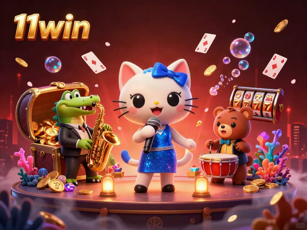 Experience excitement at 11win with vibrant casino games, gold coins, and fun characters.