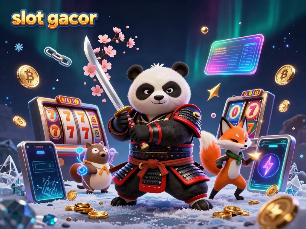 Engage with slot gacor through a vibrant 3D illustration featuring dynamic characters and casino elements.