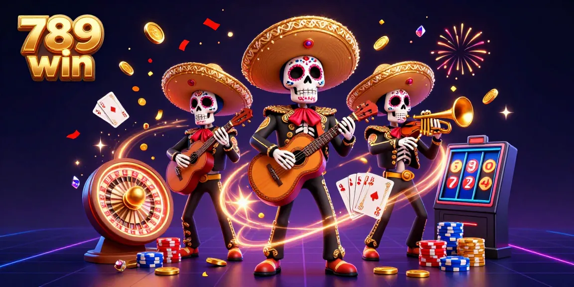 Experience the thrill of 789 win with this vibrant Dia de los Muertos mariachi casino scene.