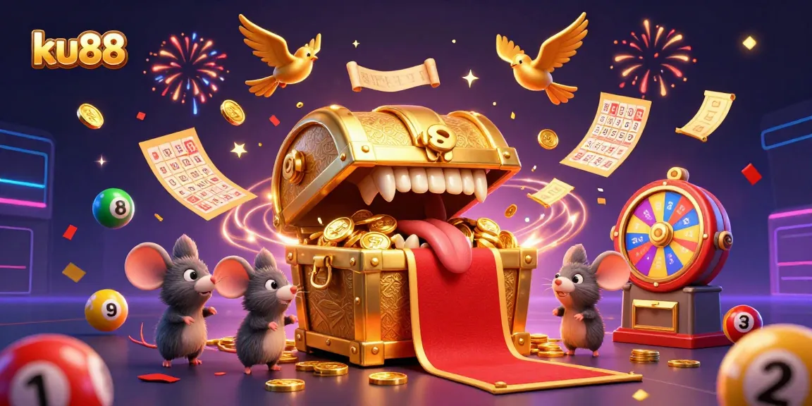 Engage with ku88's exciting casino offers, showcasing colorful lottery balls and dynamic gameplay.