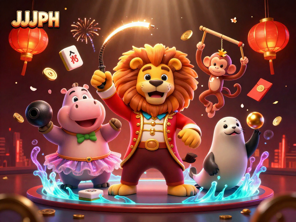 Engage in vibrant gameplay at JJJPH with festive characters and rich casino elements.