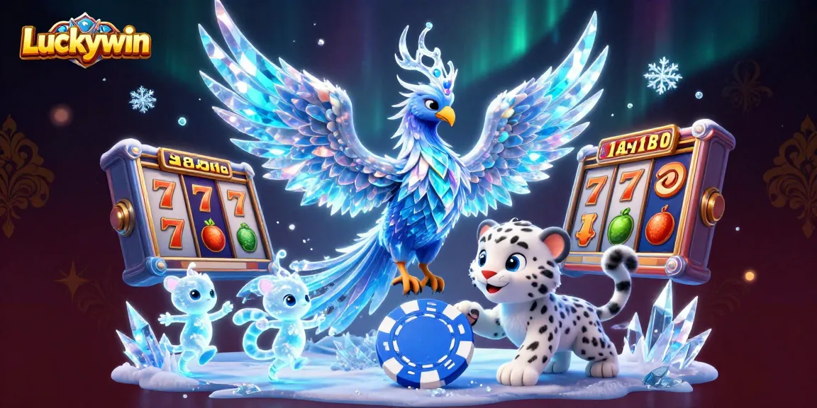 Experience Luckywin's thrilling ice-themed slot games with colorful characters and vibrant graphics.