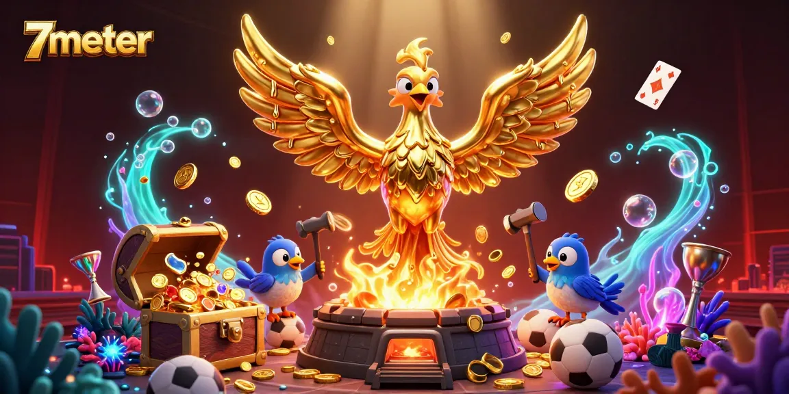 Engage in optimized betting with 7meter's dynamic sports elements and golden phoenix illustration.