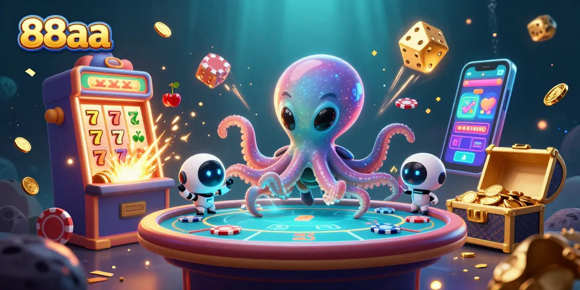 Experience thrilling gameplay at 88aa with the captivating alien octopus managing a vibrant casino scene.