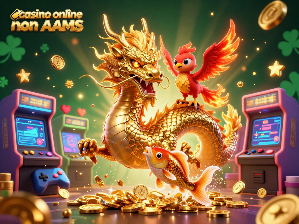 Gioca ai giochi nei casino online non AAMS con affascinanti draghi e simboli d'oro.