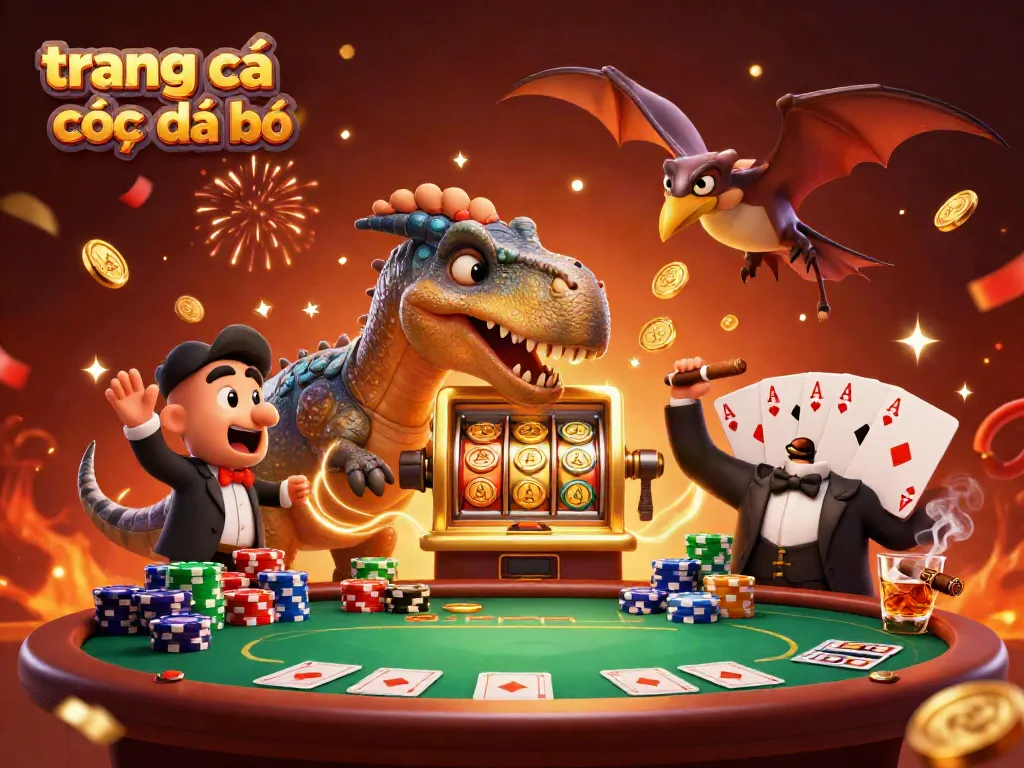 Trang cá cược đá bóng diễn ra với các nhân vật vui nhộn trong một bối cảnh sôi động.
