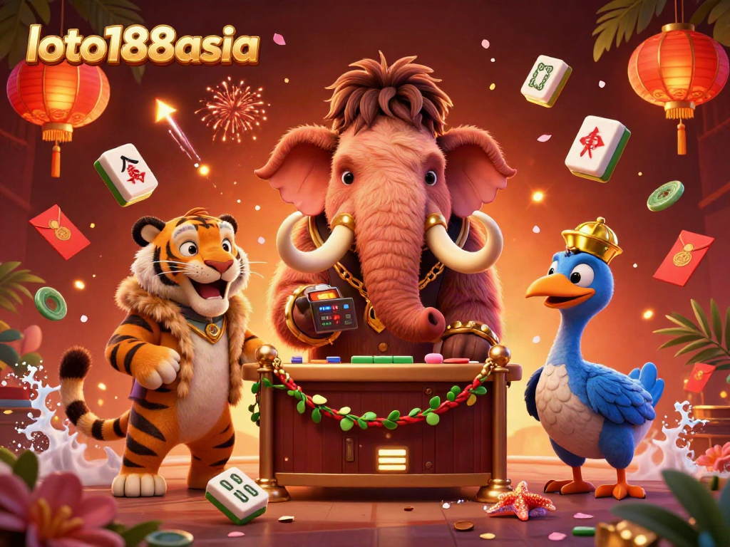 Experience the vibrant energy of loto188asia with whimsical casino characters in a dynamic scene.