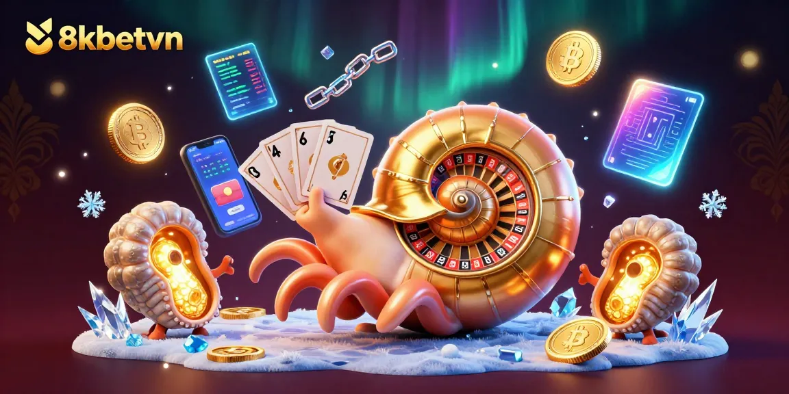 Engage in thrilling gameplay at 8kbetvn with a vibrant digital illustration of a giant nautilus roulette wheel.