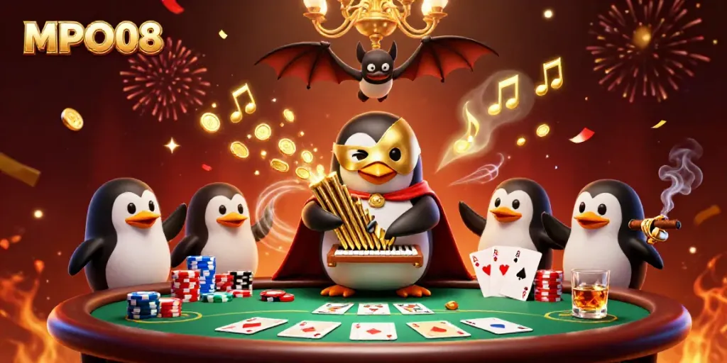 Experience the excitement of MPO08 with vibrant casino elements and dynamic characters.