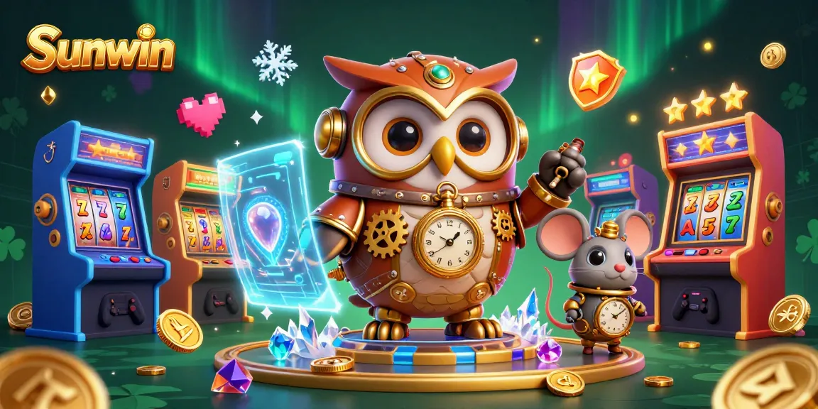 Experience thrilling wins at Sunwin with our vibrant, 3D cartoon casino scene filled with dynamic game elements.