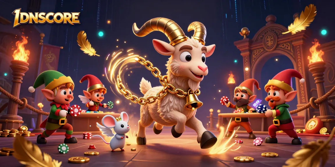 Engage with IDNSCORE's holiday-horror casino featuring a Krampus goat, an angel mouse, and mischievous elf gremlins.