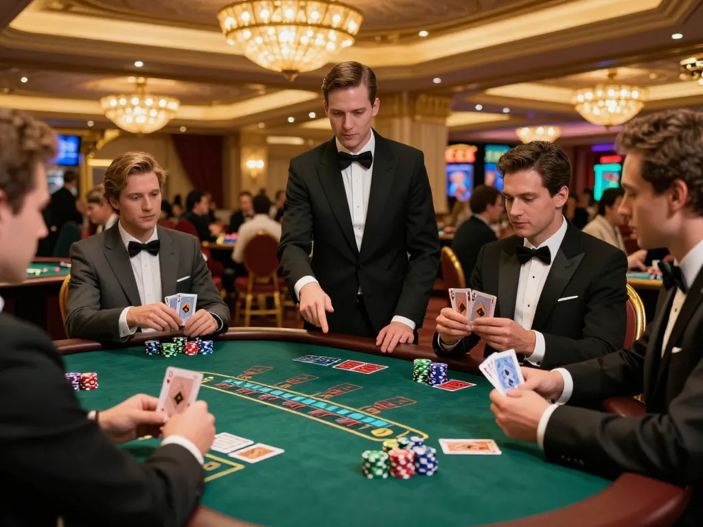 Engaged players at rokok 88 blackjack table showcasing strategic gameplay in a luxurious casino setting.