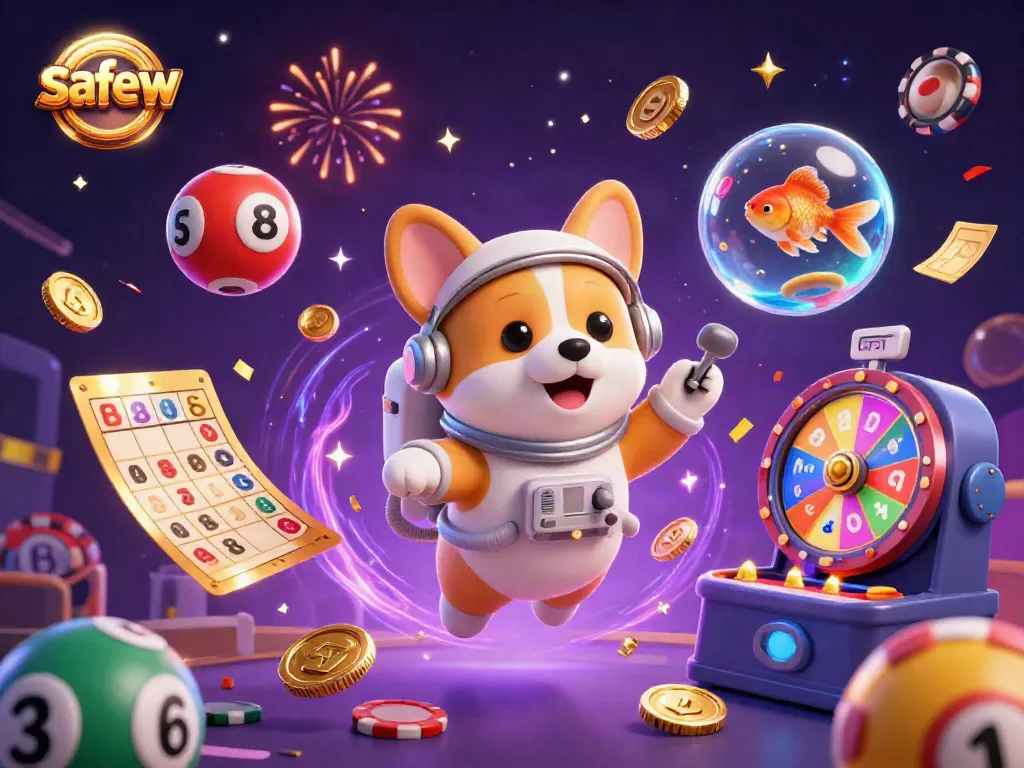 Join the adventure with safew as our playful astronaut corgi floats in a thriving space casino!