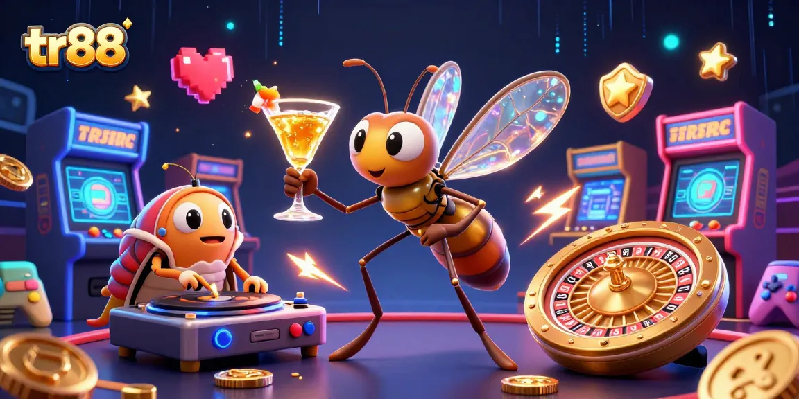 Join the excitement at tr88 with a vibrant 3D casino scene featuring colorful slots and gaming elements.