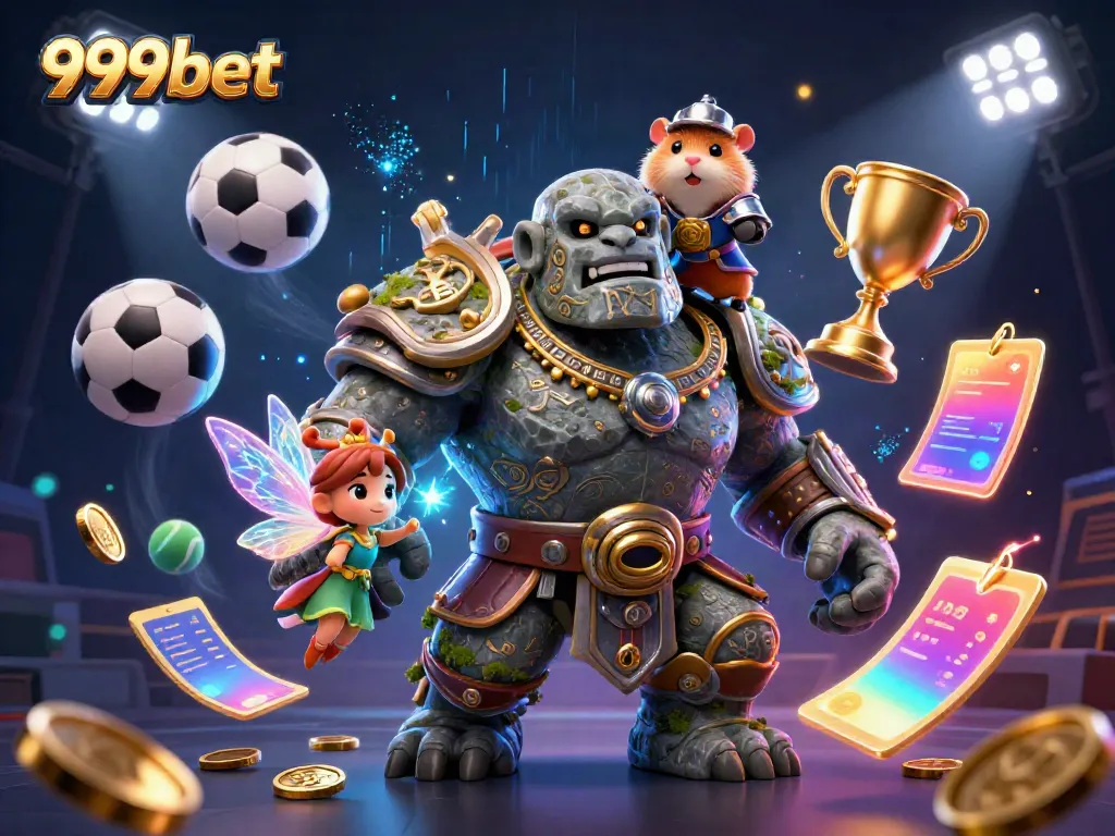 Experience thrilling gameplay with 999bet as players interact in a dynamic illustrated casino scene filled with sports and magic.